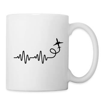 Airplane Aerobatic ECG Heartbeat Pilot - Mug - white - Right