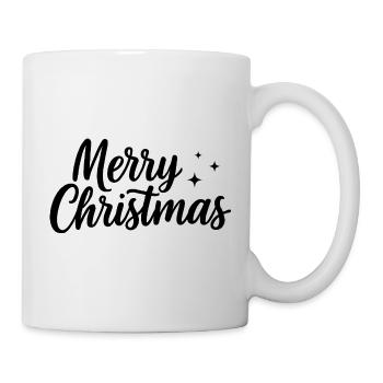 Merry-Christmas Schriftzug mit kleinen Sternen - Tasse - Weiß - Rechts