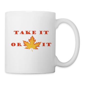 Take It or Leaf It – Orange-Red Maple Leaf Design - Mug - white - Right