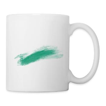 Grüner Pinselhauch Abstractmotiv - Tasse - Weiß - Rechts