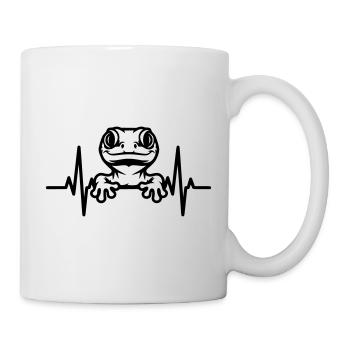 Gecko mit Herzschlag – Lustiges Amphibienmotiv - Tasse - Weiß - Rechts