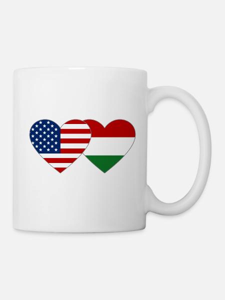 USA Ungarn Flagge Herzform - Tasse - Weiß