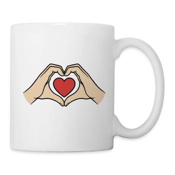 Hände Herz Geste Liebe Freundschaft - Tasse - Weiß - Rechts
