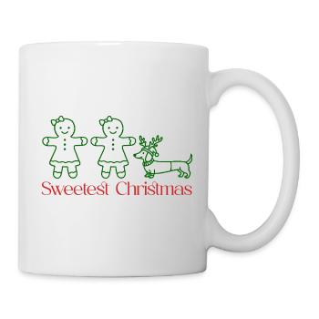 Christmas – Gingerbread Girls & Dachshund Green Line - Mug - white - Right