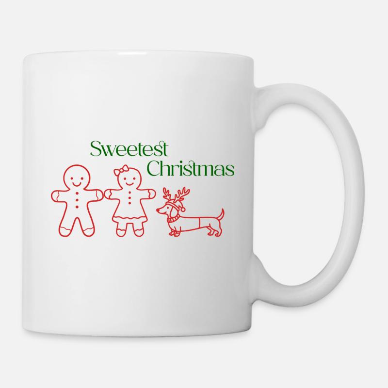 Christmas – Gingerbread Couple & Dackel (Red) - Tasse - Weiß