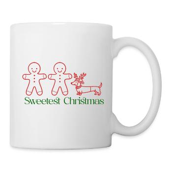 Noël – Duo pain d’épices et teckels (Rouge et vert) - Mug blanc - blanc - Droite