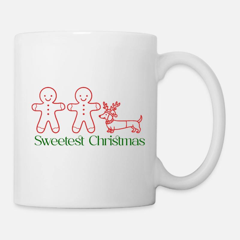 Noël – Duo pain d’épices et teckels (Rouge et vert) - Mug blanc - blanc