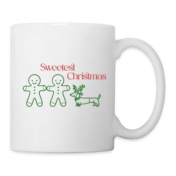 Christmas – Minimal Gingerbread & Dackel (Green) - Tasse - Weiß - Rechts