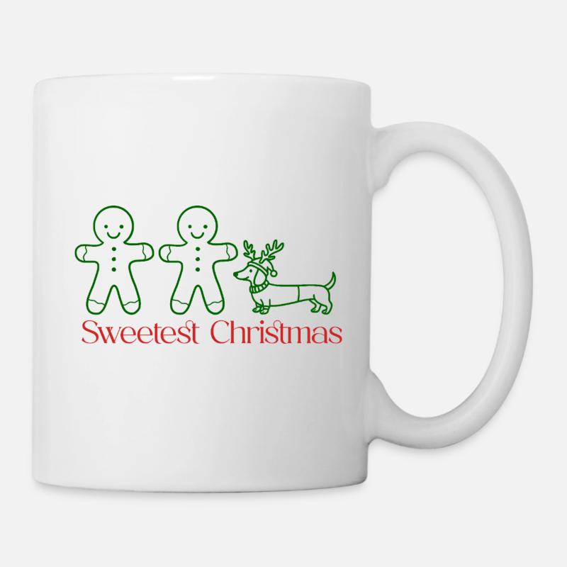 Noël–Couple pain d’épices & teckel (vert) - Mug blanc - blanc