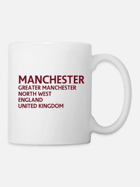Manchester Name Stack Typografie - Tasse - Weiß
