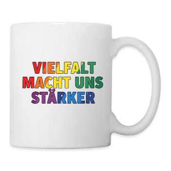 Diversity makes us stronger – Regenbogen Design - Mug - white - Right