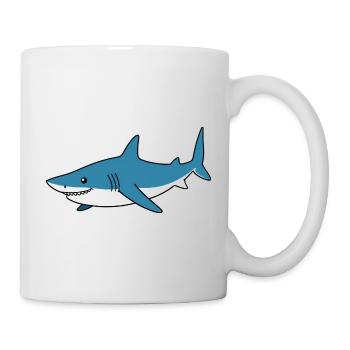 Blue Cartoon Shark – Coastal Friend - Mug - white - Right