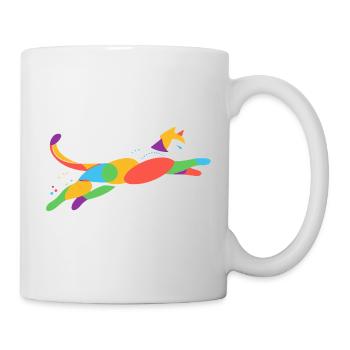 Bunte Katze in Bewegung – Abstraktes Design - Tasse - Weiß - Rechts