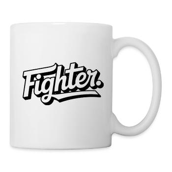 fighter. Schriftzug Clean - Tasse - Weiß - Rechts