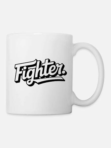 fighter. Schriftzug Clean - Tasse - Weiß