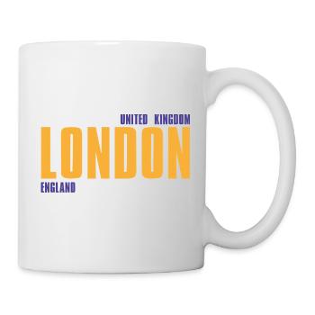 Londres en texte doré avec accents bleus - Mug blanc - blanc - Droite