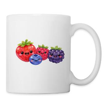 Baies de kawaï, fruits fruits, bébé sourire d’enfant - Mug blanc - blanc - Droite