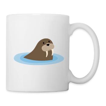 Cute Walrus in the Water – Kawaii Comic Design - Mug - white - Right