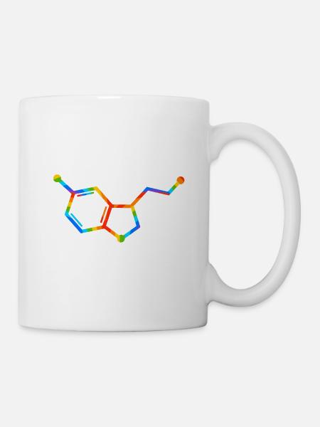Regenbogenmolekülgeometrie – Seratonin - Tasse - Weiß