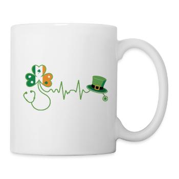 Kleeblatt Herzschlag Irish Med - Tasse - Weiß - Rechts