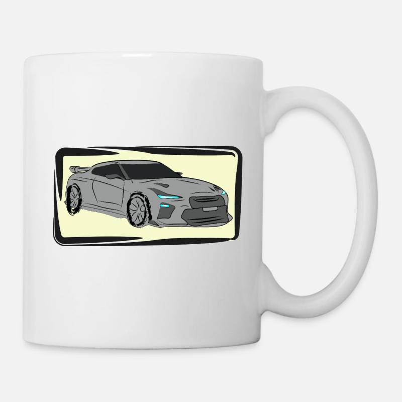 Silhouette néon de voiture de sport - Mug blanc - blanc