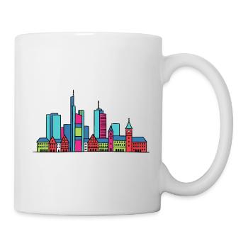 Frankfurter Stadtsilhouette Mainhattan Linienkunst - Tasse - Weiß - Rechts