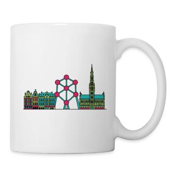 Brüsseler Stadtsilhouette Atomium Moderne Linienkunst - Tasse - Weiß - Rechts