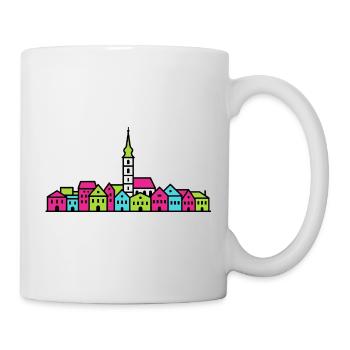 Villach City Skyline St. Jacob Church Linienzeichnung - Tasse - Weiß - Rechts