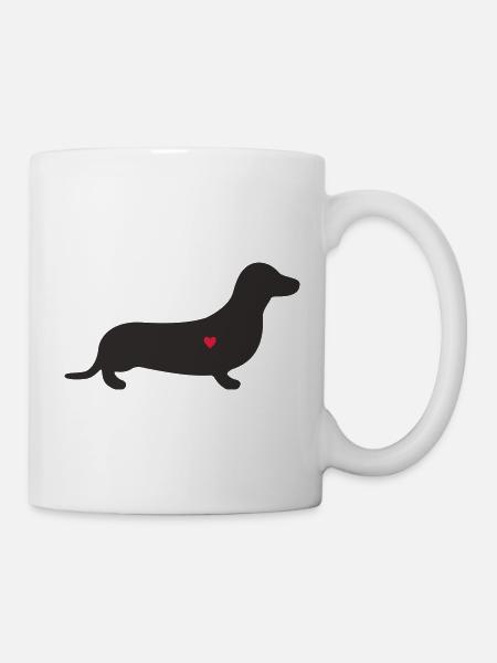 Dackel Herz Silhouette - Tasse - Weiß