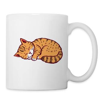 sleeping cat kitten tiger cat - Mug - white - Right