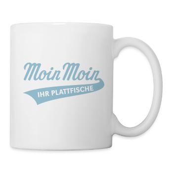 Moin Moin – Ihr Plattfische (Low German Skyblue) - Mug - white - Right