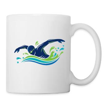 Schwimmer Sport Schwimmen Wasserheld Motiv - Tasse - Weiß - Rechts