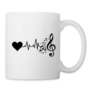 Musik Herzschlag Notenschlüssel Schwarz Symbol - Tasse - Weiß - Rechts
