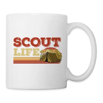 Retro Scout Scouting Leben Zelt Hobby Camp - Tasse - Weiß - Rechts