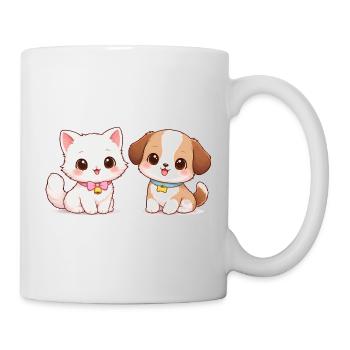 Hund Katze Comic - Tasse - Weiß - Rechts