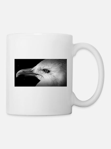 Schwarzweißes Möwenprofil - Tasse - Weiß