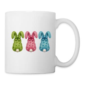 Pâques : Trois lapins de Pâques par derrière d’affilée - Mug blanc - blanc - Droite