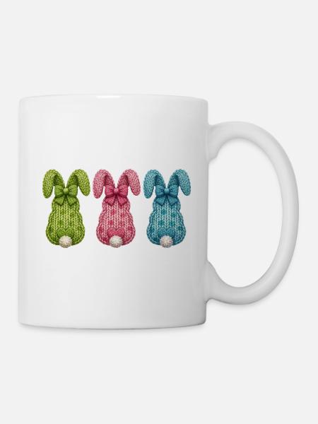 Ostern Drei Osterhasen von hinten in einer Reihe - Tasse - Weiß