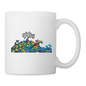 Fantasievolles Farbenspiel Natur Panorama Motiv - Tasse - Weiß - Rechts