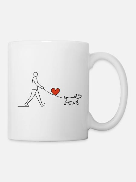 Heart Walk Dog Love Heart Love Animal Love - Mug - white