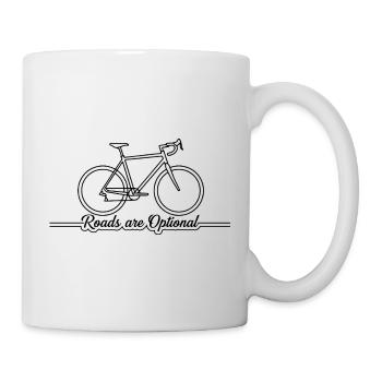 Roads Are Optional Gravel Bike Line Art - Mug - white - Right