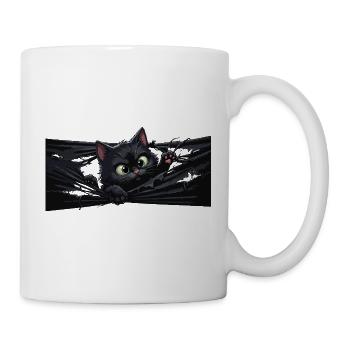 Black cat in the shade - Mug - white - Right