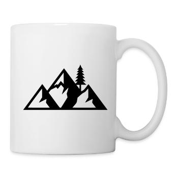 Berge Tannen Wald Silhouette - Tasse - Weiß - Rechts