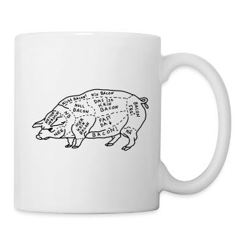 Schwein Fleisch Bacon Lustige Witzige Karte - Tasse - Weiß - Rechts