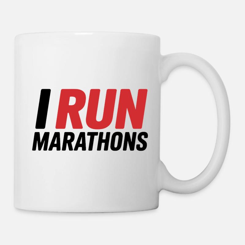 I Run Marathon lettering - Mug - white
