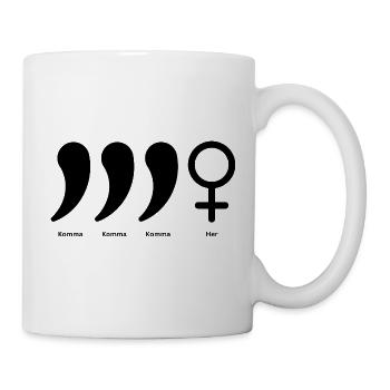 KOMMA KOMMA KOMMA HER – JGA PARTY MALLE DESIGN - Tasse - Weiß - Rechts
