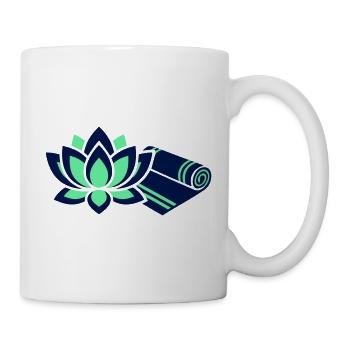 Icône du tapis de yoga en fleur de lotus - Mug blanc - blanc - Droite