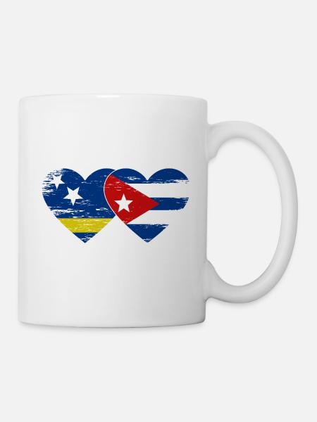 Curacao Kuba Flagge Herz used - Tasse - Weiß