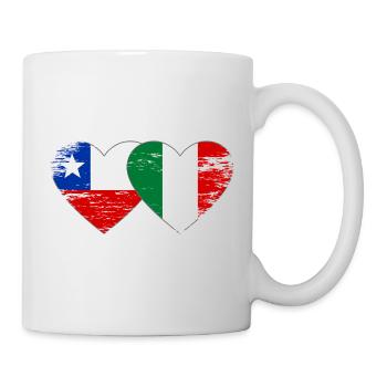 Chile Italy flag heart used - Mug - white - Right