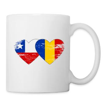 Chile Romania flag heart used - Mug - white - Right